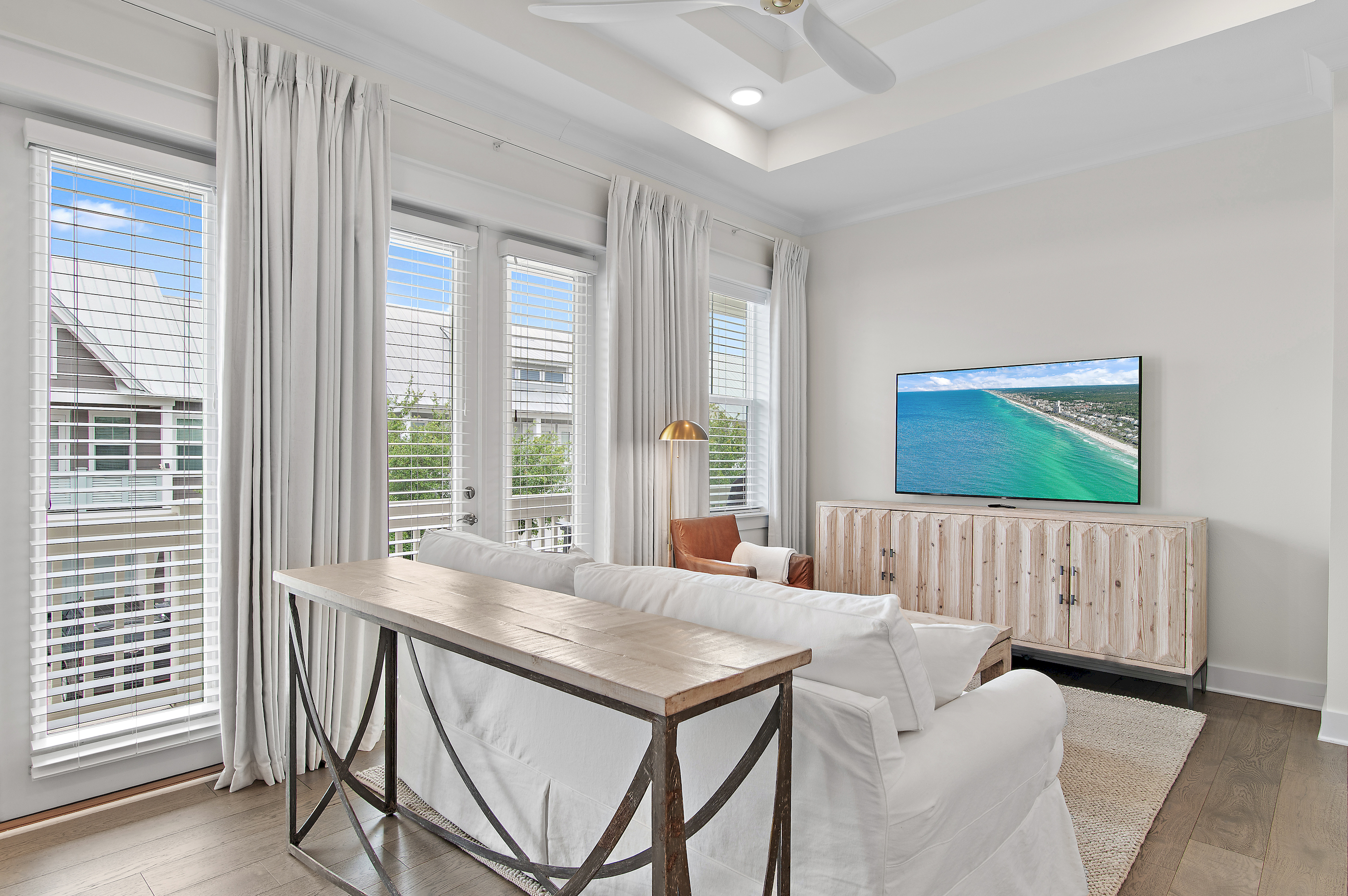 Bright living room with large windows
