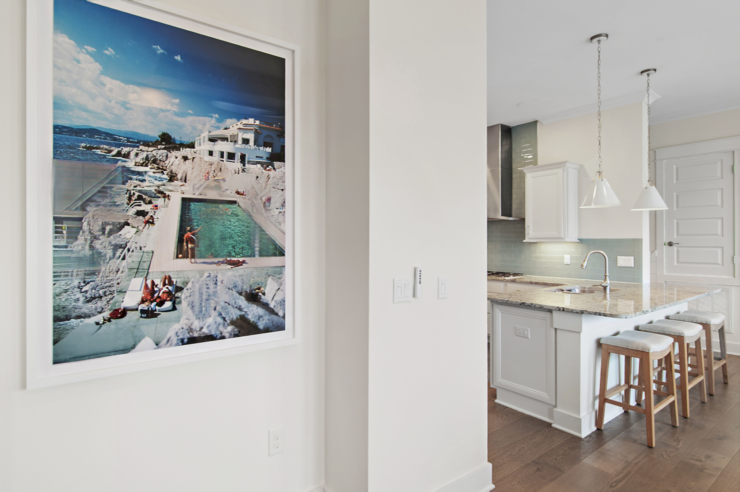 Designer art with kitchen view